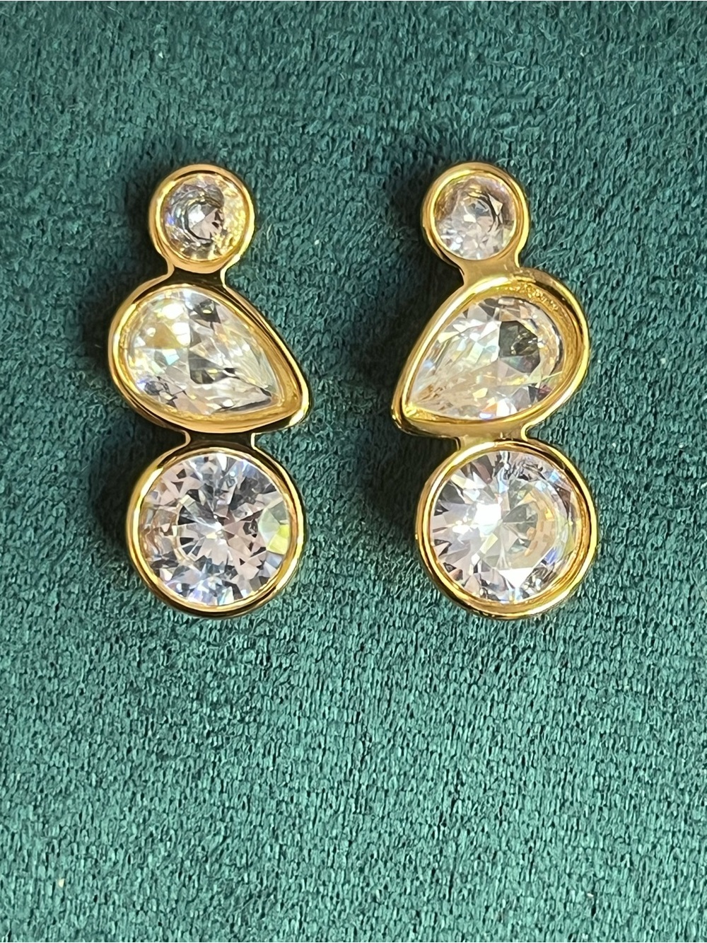 Gold-Tone Clear Crystal Drop Earrings - Women Jewelry